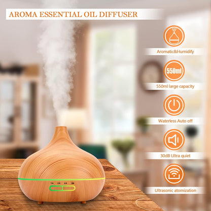 500ml Wood Grain Aromatherapy Lamp