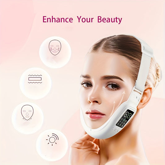 Rejuvenating V-Face Beauty Massager - Electric, Customizable Intensity, HD LCD Display - Durable Plastic, Sculpting & Firming Skin-Tightening Device for Facial Care