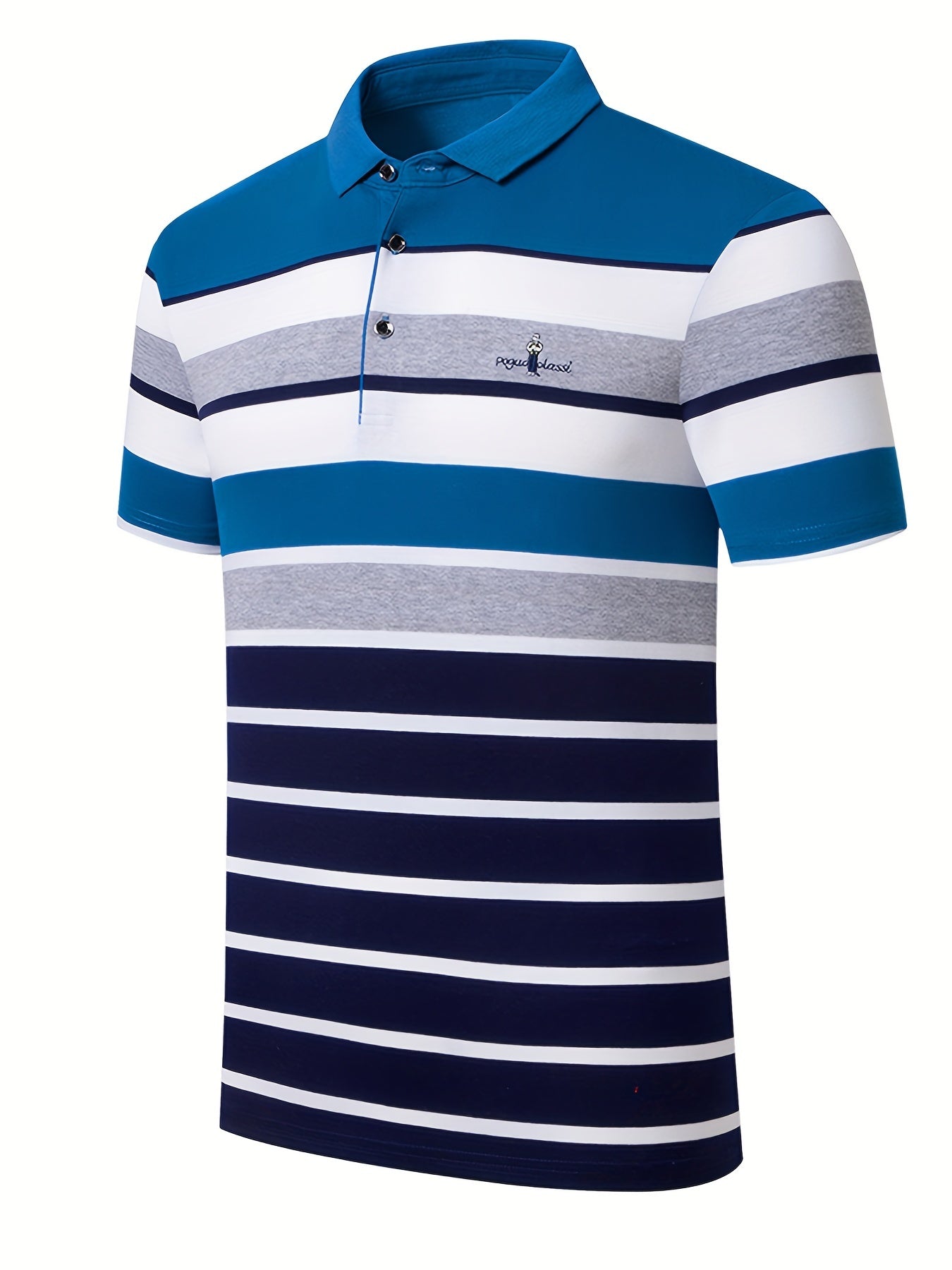 Optimize product title: Men's Classic Striped Golf Shirt - Casual Short Sleeve Cotton Blend Polo Shirt for Outdoor Activities