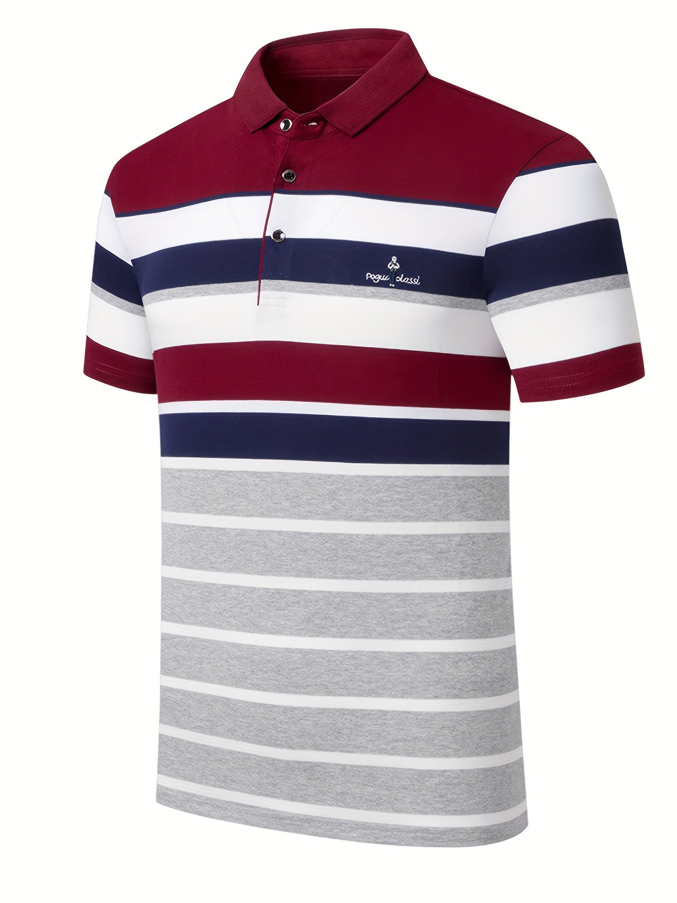 Optimize product title: Men's Classic Striped Golf Shirt - Casual Short Sleeve Cotton Blend Polo Shirt for Outdoor Activities