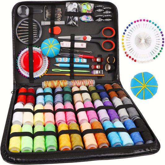 184pcs Deluxe Sewing Kit with Acrylic Fiber Storage Box - Multi-Functional Home & Travel Sewing Supplies Set, Includes 36 Assorted Thread Colors for Quick Repairs and Emergency Fixes