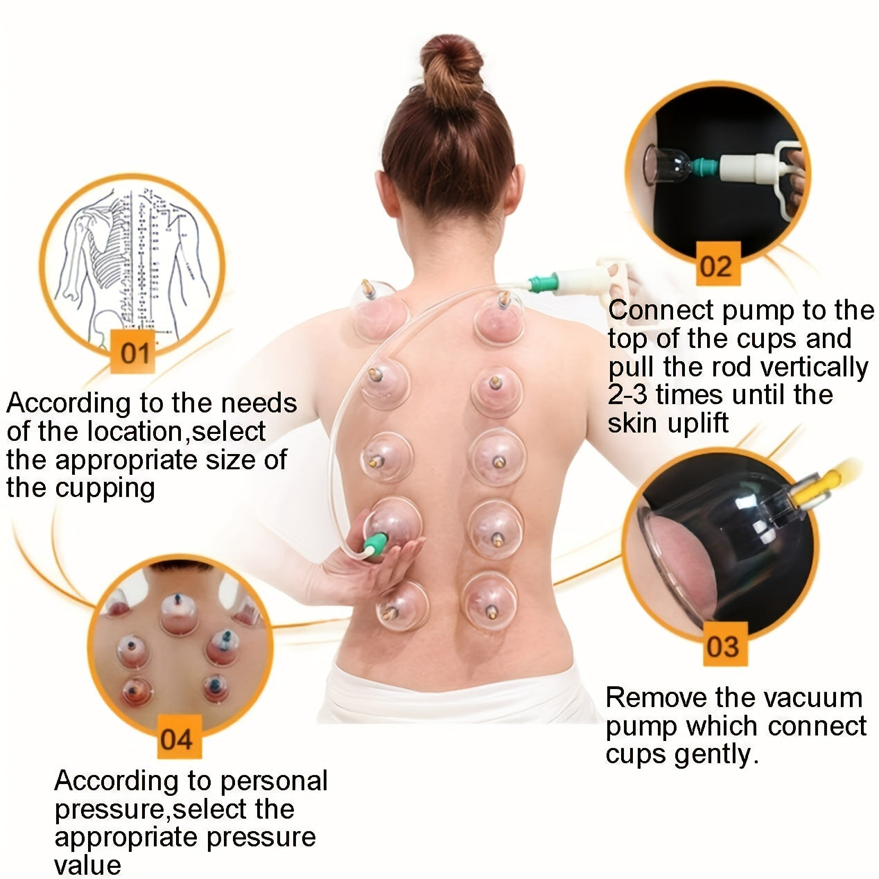 32PCS cupping vacuum massage cup set for health care acupuncture (without oil)