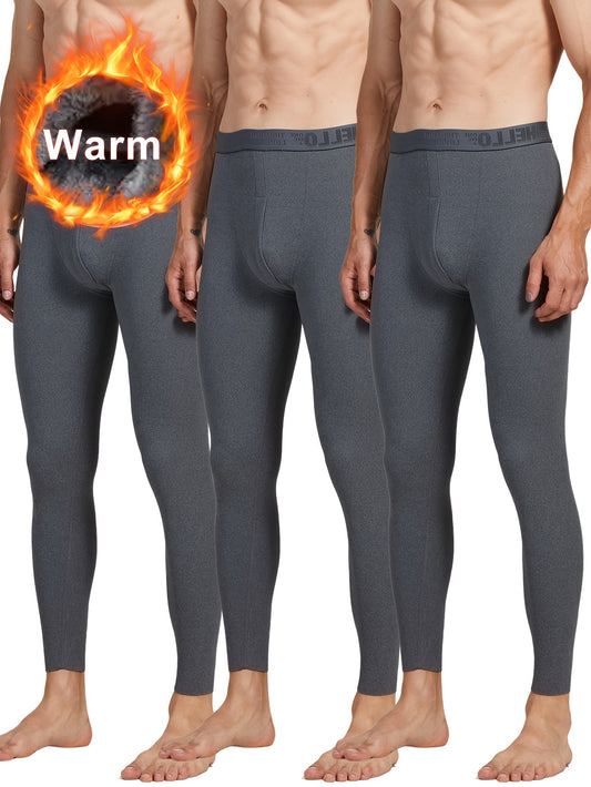 3pcs Men's Thermal Leggings - Slim Fit, High Stretch for Winter Warmth & Comfort