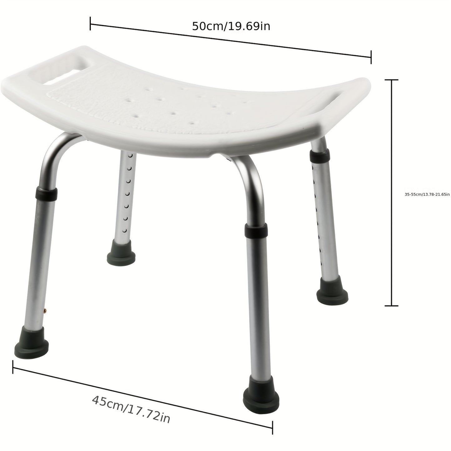 Shower Stool for Elderly Bath Shower Seats for Adult Disabled Height Adjustable Non-Slip Aid Bath Shower Chairs Aluminium Perching Stool White