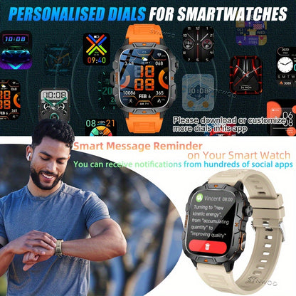 SYNWOO Smart Watch, Casual Style, Digital Display, Alloy Case, Silicone Band, AI Voice Assistant, Wireless Call, Alarm Clock, Exercise Tracker, Music Playback, Flashlight, Wireless Compatible, Rechargeable Battery, 420mAh, for iPhone & Android, Ideal Gift