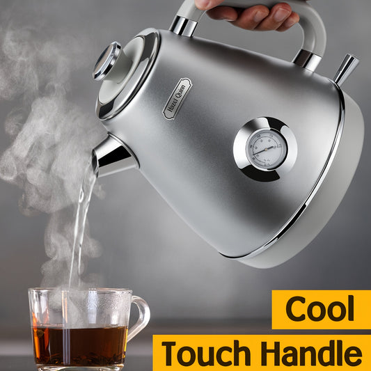 UK Plug Hazel Quinn Household 1.7L All Stainless Steel Electric Kettle Tea Bar Machine Boiling Kettle Single Pot Universal Tea Boiling Thermal Insulation Health Preservation Fully Automatic Large Capacity Boiling Kettle