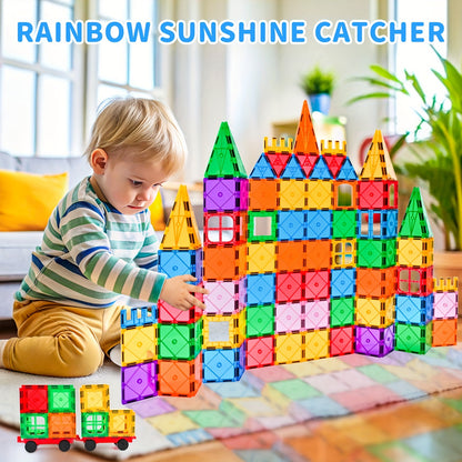 124pcs Magnetic Building Blocks Set - Colorful Educational Construction Toys for Youngsters 3+ | Perfect for Family Bonding & Gifts on Christmas, Halloween, Birthdays