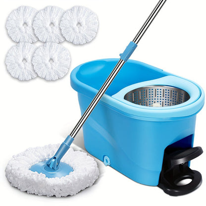 360°Rotate Microfibre Mop And Bucket Set Spin Mop For Cleaning Floors All-In-One Floor Mopping System Hands-free Wash Mop, Dust Removal Mop Dry Wet Mop With 3 Reusable Pads Upgrade And Thicken Intelligent No Power No Washing Hands