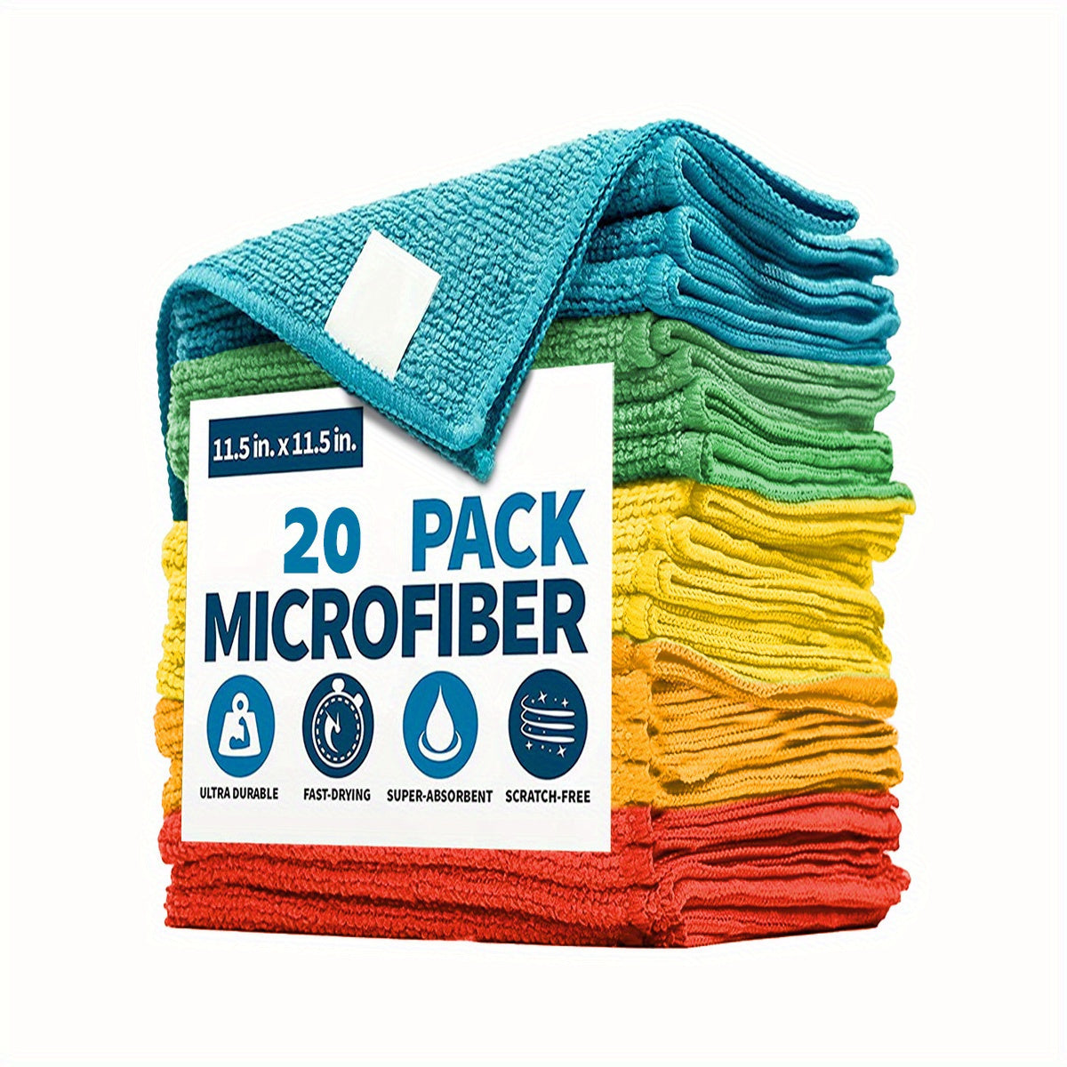 Microfiber Cleaning Cloths Pack - Polyester Woven Towels for Kitchen, Bathroom, Living Room, Toilet - Multipurpose Household Rags, Dusting Dishwashing Cloth, Quick Absorbent & Scratch-Free