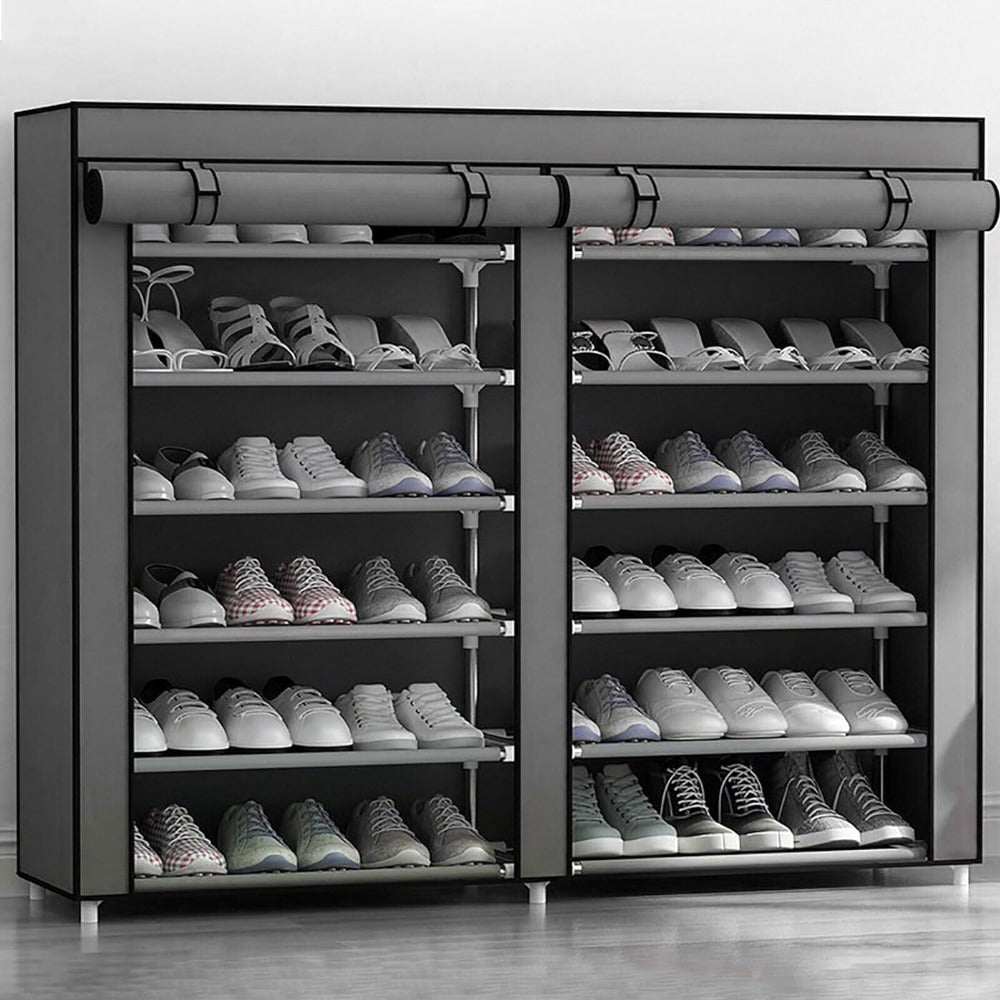 6 Tier Shoe Rack Shoe Storage Cabinet with Dustproof Cover Shoe Storage Organiser 115 x 30 x 110 cm for 36 Pairs Of Shoes Multifunctional Shoe Organizer Stand for Heels Sneakers Boots (Grey)