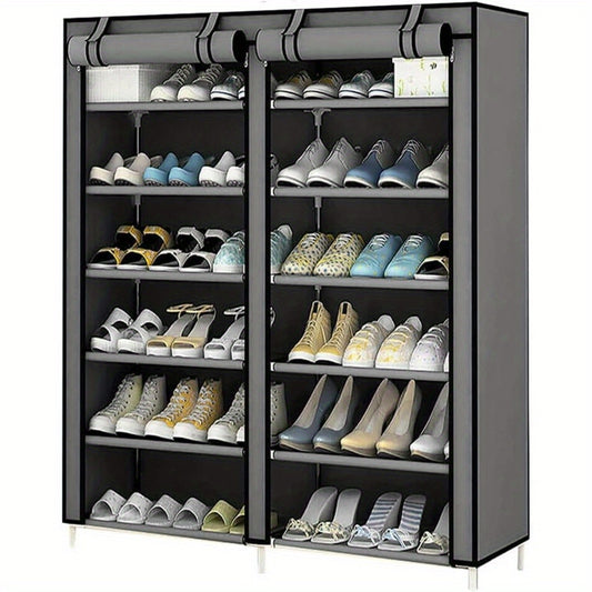 6 Tier Shoe Rack Shoe Storage Cabinet with Dustproof Cover Shoe Storage Organiser 115 x 30 x 110 cm for 36 Pairs Of Shoes Multifunctional Shoe Organizer Stand for Heels Sneakers Boots (Grey)