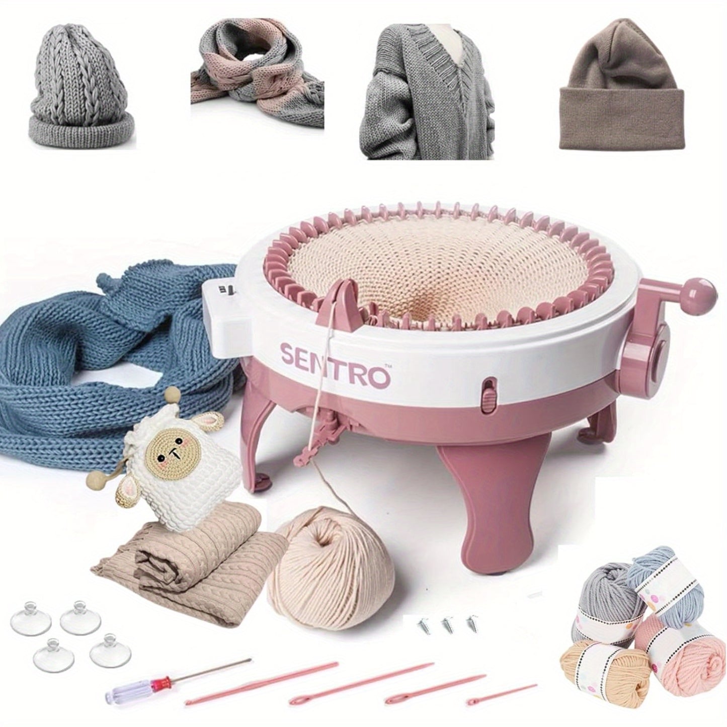 48 Pin Rotating Hand DIY Knitting Machine Sentro - Circular Crochet Knitting Loom for Adults and Kids Addi