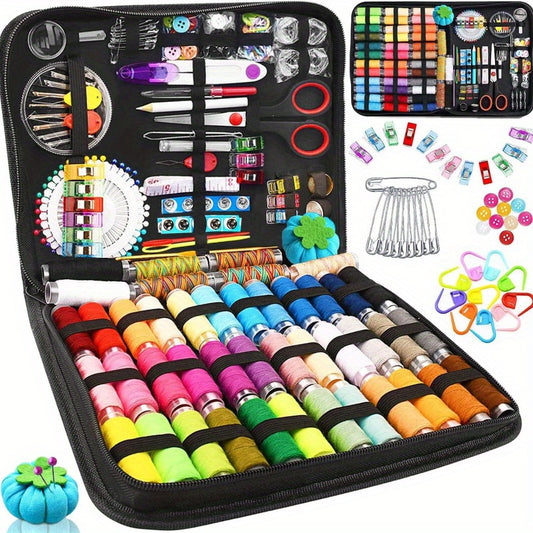 [Customer Favorite] 100pcs Portable Sewing Kit with 30 Assorted Thread Colors - Ideal for Travel & Emergency Repairs