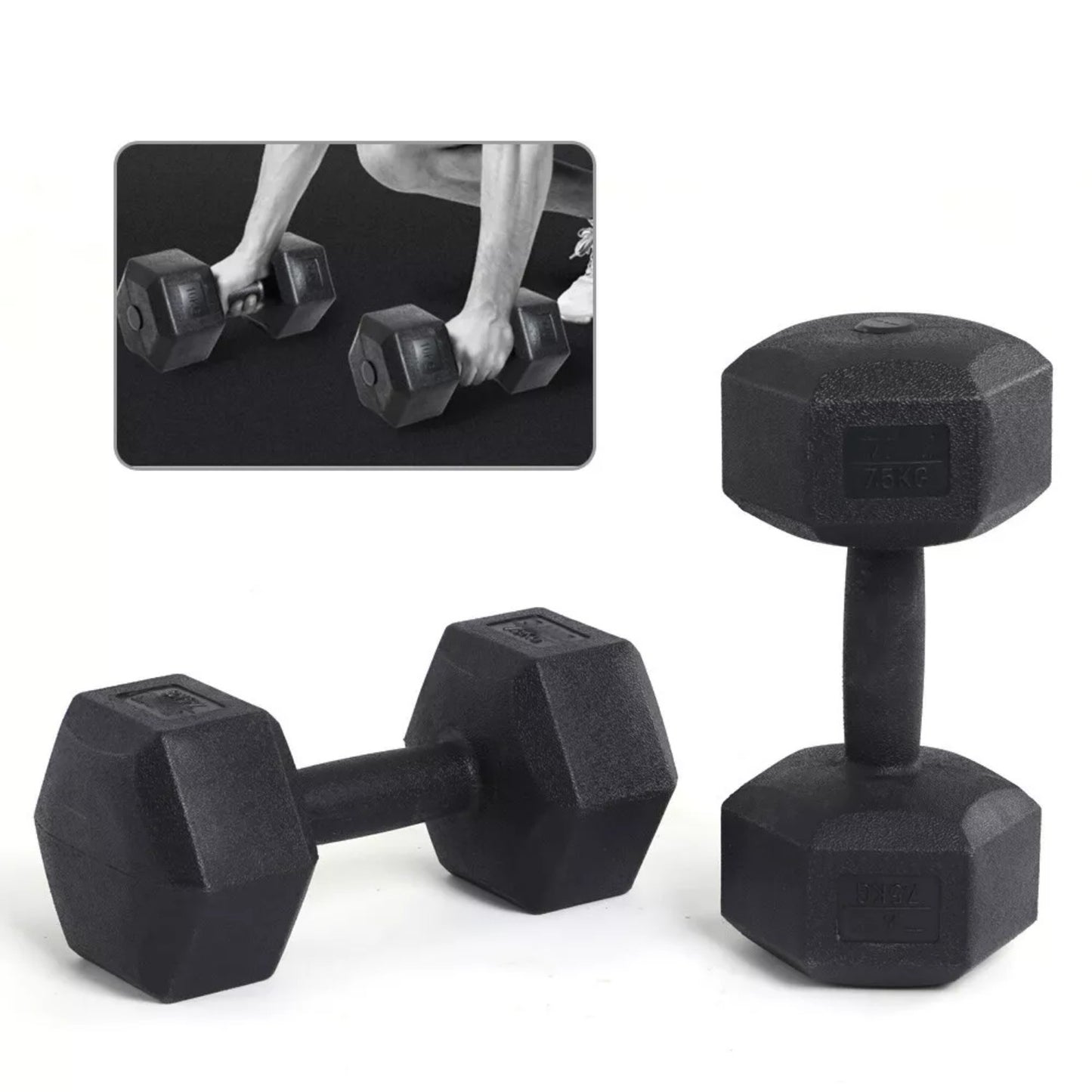 2x 5kg Dumbbells Set Hexagon Dumbbell Home Exercise Workout Wight in