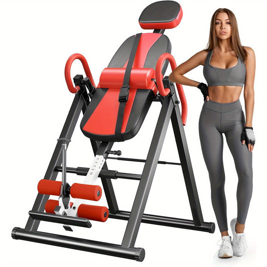 YOLEO Gravity Heavy Duty Inversion Table with Headrest & Adjustable Protective Belt Back Stretcher Machine for Pain Relief Therapy