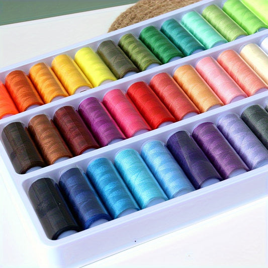 39 Colors Polyester Sewing Thread Set, 182.88 meter Each, Durable Colorfast Threads for DIY Hand Sewing, Quilting, Portable Home Kit with Assorted Colors