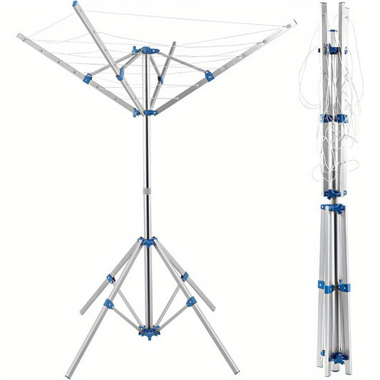 Rotary Washing Line 4 Arms 16m Portable Washing Line With 4 Stable Legs Portable Rotary Washing Line Clothes Airer Cloth Rotary Airer Washing Line Rotary for Outdoor Gardfen Camping