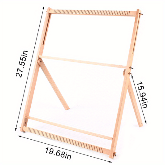 Weaving Loom Kit 47x60cm Wooden Hand-Knitted Machine Large Frame Multi-Craft Lap Hand-Knit Machine with Comb and Bobbin for Kids Adults Beginners