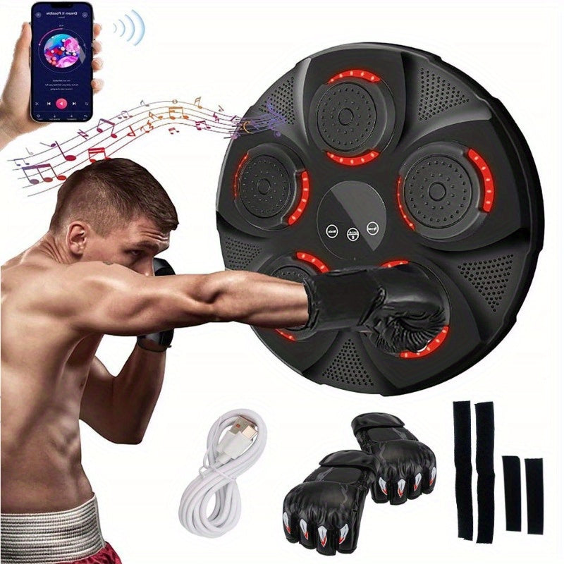 Boxing Machine with Music, Wall Mount for Home Music Boxer, Electronic Boxing Music Machine, Boxing Training Equipment with Boxing Gloves, for Home Training/ Boxing Training, Black, 43 x 43 cm