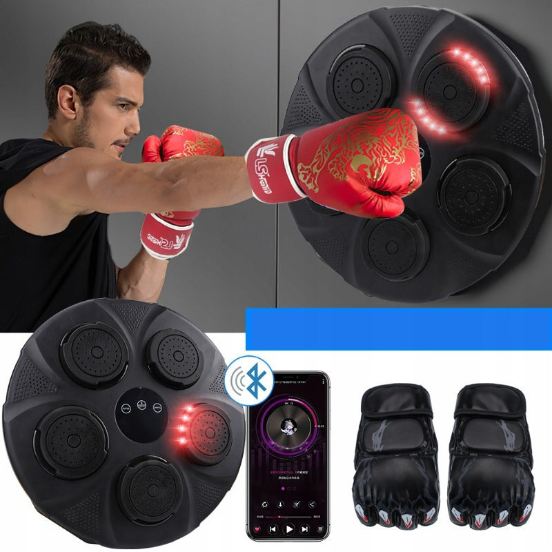 Boxing Machine with Music, Wall Mount for Home Music Boxer, Electronic Boxing Music Machine, Boxing Training Equipment with Boxing Gloves, for Home Training/ Boxing Training, Black, 43 x 43 cm