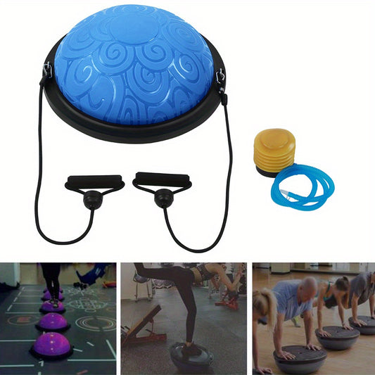 Keenso Balance Ball Trainer with Resistance Bands and Foot Pump, Inflatable Yoga Ball for Home Gym Workouts, Exercise Half Ball for Balance Training Core Strength Fitness More, 149.69KG Cap