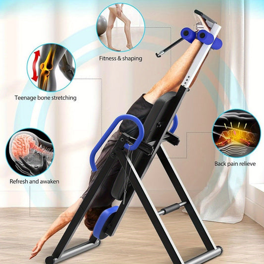 Gravity Heavy-Duty Inversion Table with Headrest and Adjustable Protective Belt: Back Stretcher Machine for Pain Relief and Therapy