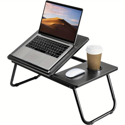 Foldable Laptop Desk, Laptop Table with Cup Holder, Height Adjustable Computer Bed Tray Table, Reading Holder Notebook Stand for Eating Reading Working