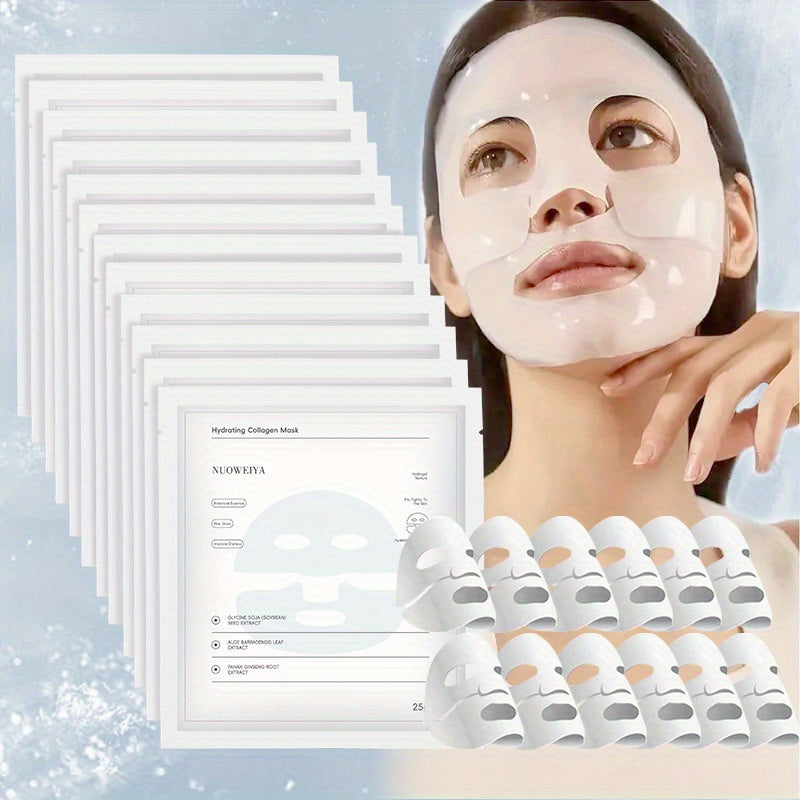 12pcs Deep Collagen Moisturizing & Firming Face Masks - Korean Overnight Hydration for All Skin Types, Alcohol-Free