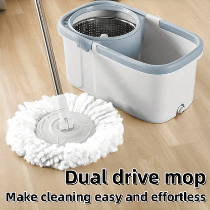 1 Set Dual-Drive Swivel Mop and Bucket Kit - Efficient Floor Cleaning System for Living Room, Bedroom, Outdoor, Bathroom, Toilet - Durable Plastic Mop with Stainless Steel Handle, 360° Rotating Head - No Power Required - Home Kitchen Storage Supplies