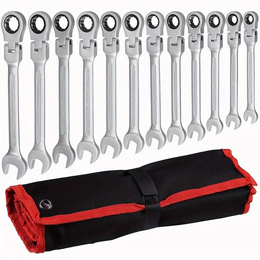 Versatile Chrome Vanadium Steel Ratchet Wrench with Flexible Head - Perfect for Automotive, Motorbike & Bicycle Repairs