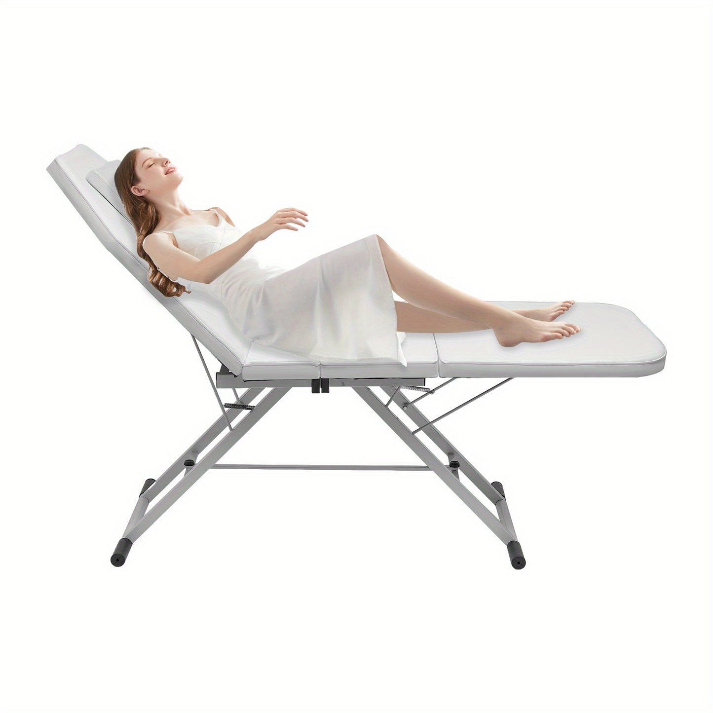 High quality 3-Section Foldable Beauty Bed, Massage Salon Spa Beauty Bed, Folding Massage Table Massage Chair Portable Folding Massage Bed Beauty Bed, for foot massage shops, health salons, beauty salons (White)