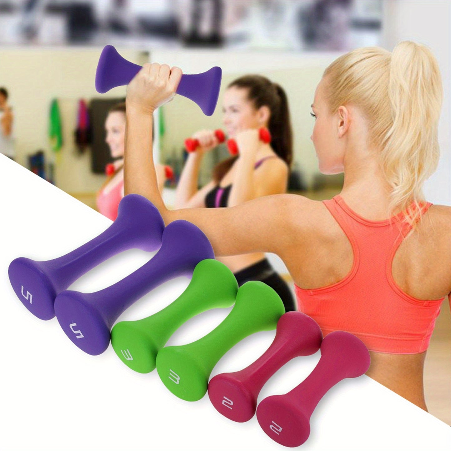 6-Piece Hand Fitness Weights Set with Holder Rack - 907.18g, 1.36KG, & 2.27KG for Optimal Bodybuilding and Exercise.