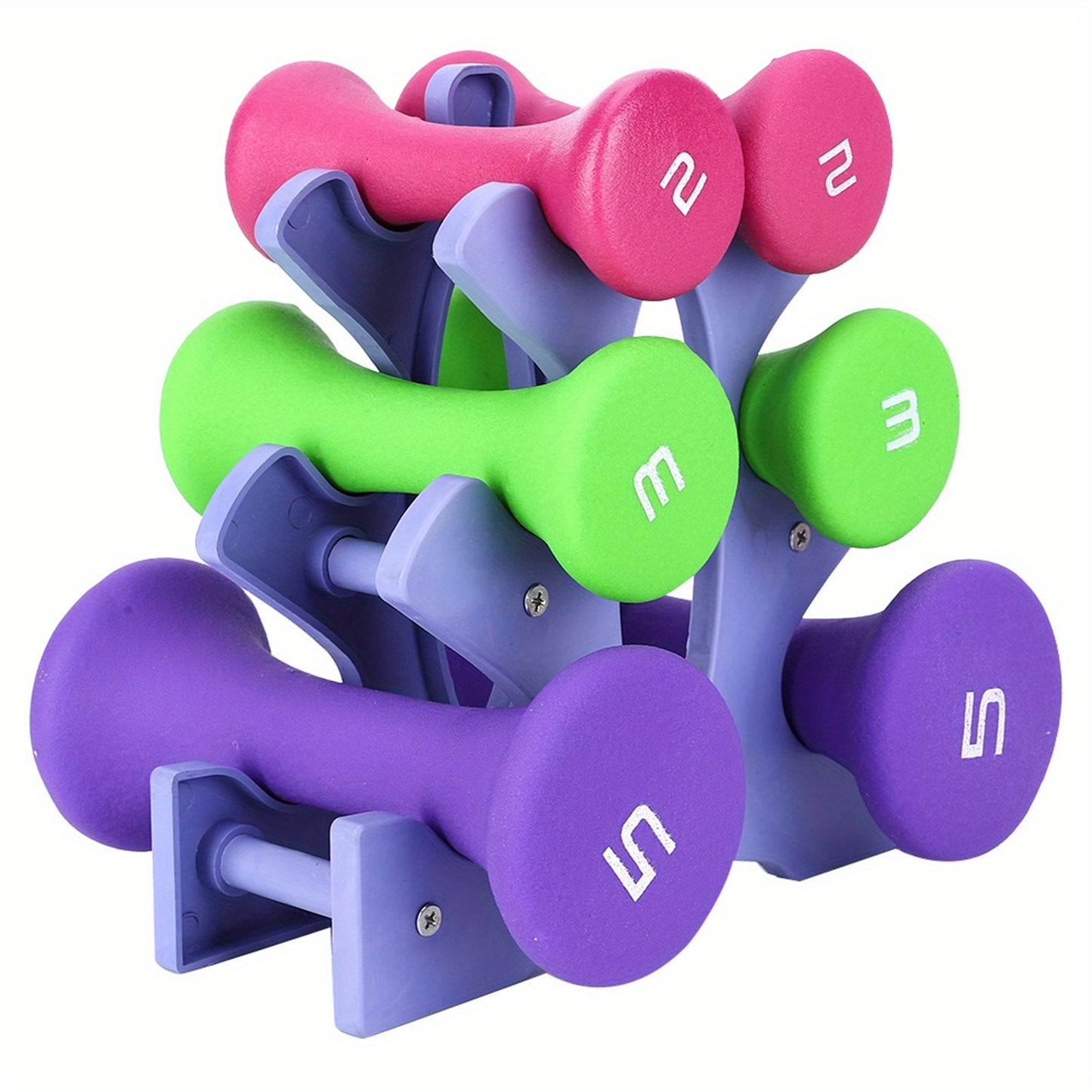 6-Piece Hand Fitness Weights Set with Holder Rack - 907.18g, 1.36KG, & 2.27KG for Optimal Bodybuilding and Exercise.