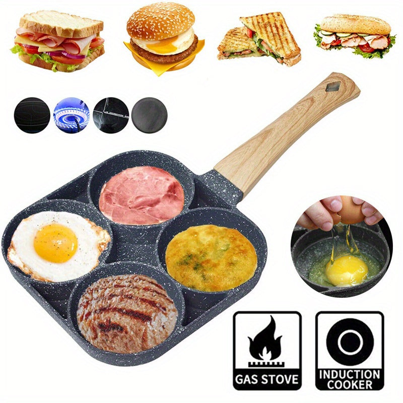 1PCS Multi Functional Egg and Ham Frying Pan 4-hole Hamburger Egg Frying Pan Household Frying Pan Kitchen Tools