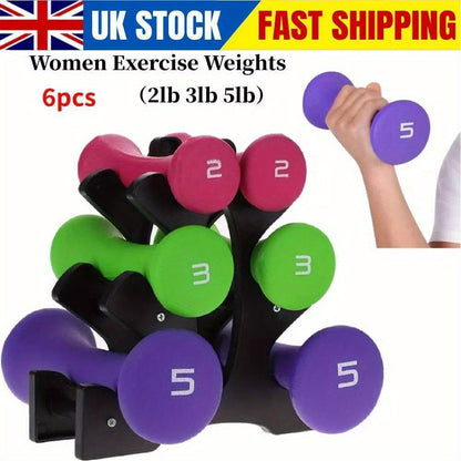 Keenso Neoprene Dumbbells Weights 3 Pairs Home Gym Fitness Aerobic Exercise Iron Hand Set 6 Pcs