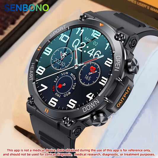 1.39inch Screen 400mAh SENBONO Round Smart Watch Wireless Dial Answer Call Activity Fitness Watch for IPhone/Android Men Women Outdoor Sports