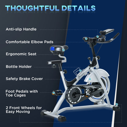 Indoor Cycling Exercise Bike Quiet Drive Fitness Stationary, 15KG Flywheel Cardio Workout Bicycle, Adjustable Seat& Resistance, w/LCD Monitor, Bottle Holder