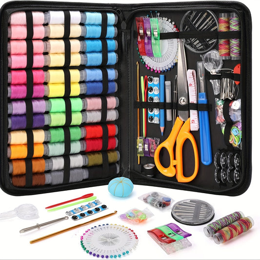 Complete Sewing Kit for Beginners & Travelers - Includes Soft Tape Measure, Scissors, Thread, Needles & More - Ideal for Grandma, Mom, Adults & Youngsters