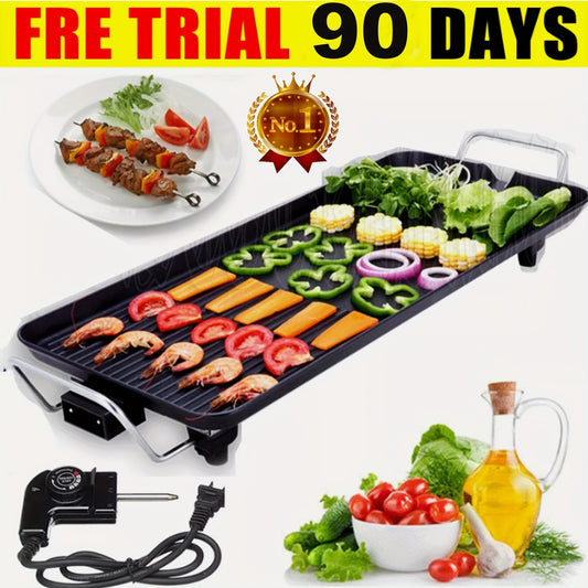 Electric Teppanyaki Table Grill Griddle BBQ Hot Plate Non-stick Pan Barbecue BBQ Camping 1500W For Outdoor, Indoor