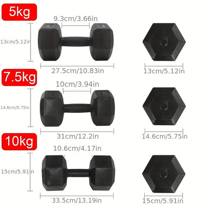 2PCS 10kg Dumbbells Set Hexagon Dumbbell Home Exercise Workout Wight in