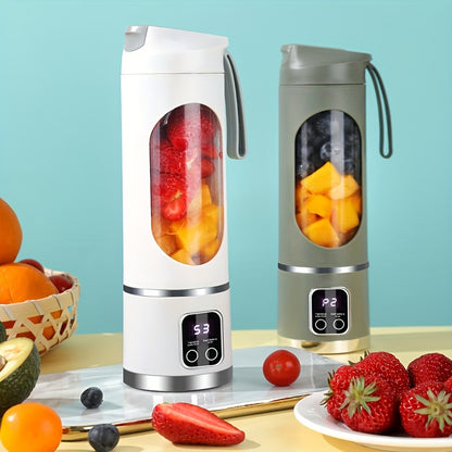 1pc, USB Rechargeable Portable Juicer, Mini Blender, Mini Ice Crusher With Three Modes, Digital Display And 12- Blades, Easy-to-Clean, Suitable For Travel, Fresh Juice Maker, Kitchen Stuff