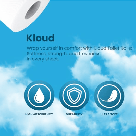 KLOUD 3PLY 72 TOILET ROLLS/NON SCENTED/ 8x9pkBLUE (KLOUD) family bundle