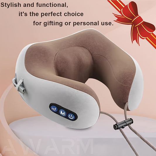 Electric Neck Massager, U-shaped Massage Pillow Cervical And Neck Massager With Durable Memory Sponge, Massage Pillow With Heat, Deep Tissue Kneading For Relax Airplane Car Travel Office Home Holiday Gift Mother's Day Gift