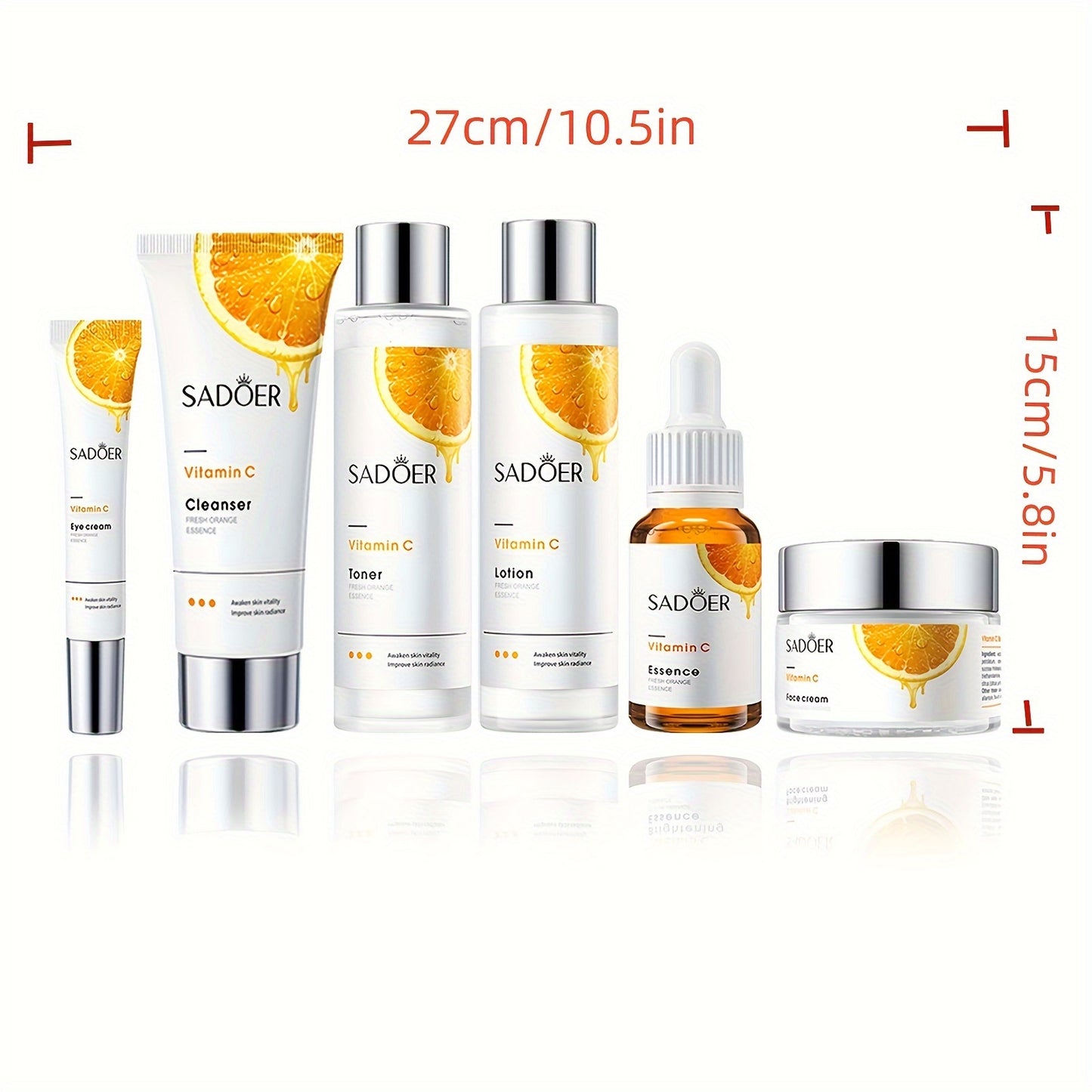 Six-Piece Vitamin C Daily Skin Care Set - Nourishing and Moisturizing with Fresh Orange Essence - Perfect Gift for Valentine's Day and Festivals