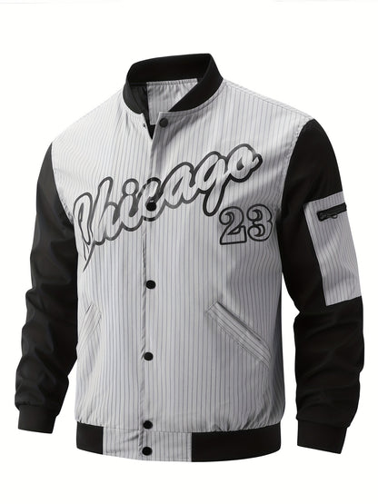 Revised product title: Stylish Men's Color Block Baseball Jacket - Comfortable Spring and Fall Coat