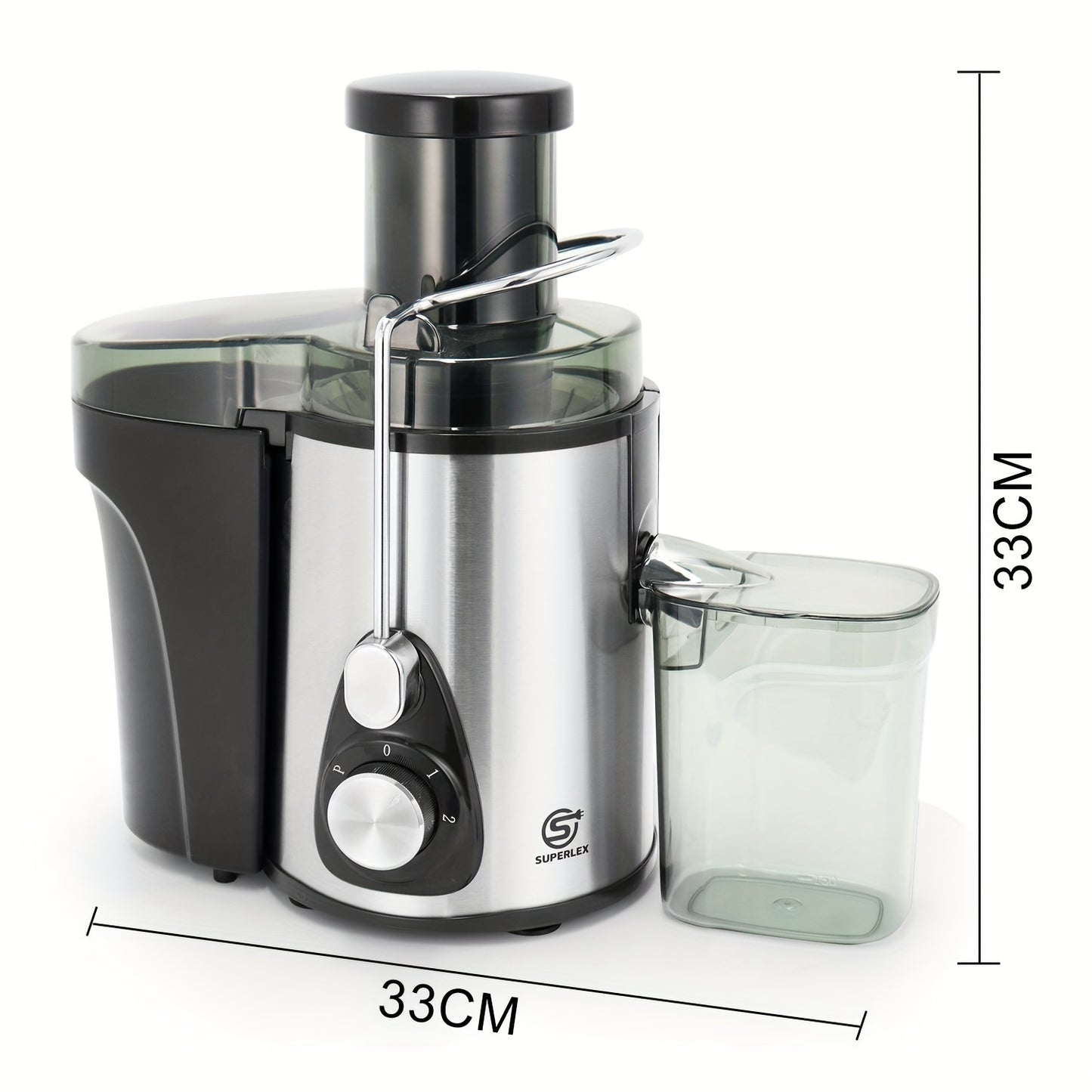 SUPERLEX 600W Centrifugal Juicers Machine Electric Whole Fruit And Vegetable2Speeds Setting Power Juicers Fresh Fruit Squeezer With 3-inch Wide MouthJuicerExtractor Silver [Energy Class A+ + +]