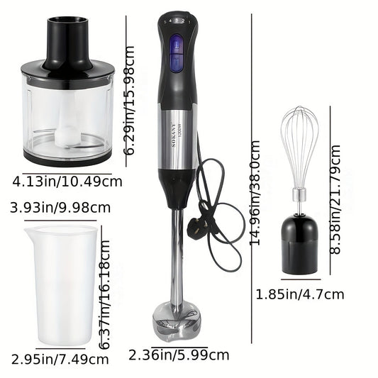 1pc, 4 In 1 Portable Blender Hand Blender, 5 Speed Hand Mixer, Metal