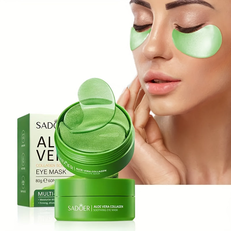 2 Boxes Aloe Vera Collagen Crystal Eye Masks, Moisturizing & Firming Eye Care, Unisex Adult, Fragrance-Free, for All Skin Types, 60p