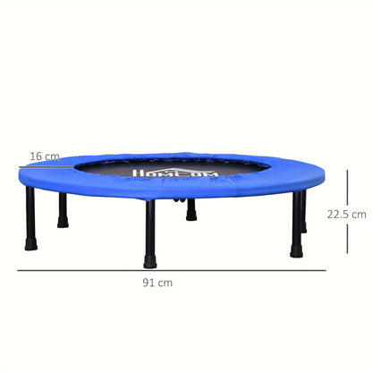 Trampoline Aerobic Rebounder Indoor Outdoor Fitness Round Jumper 91cm, Compact, W/ Sponge Edge, Blue