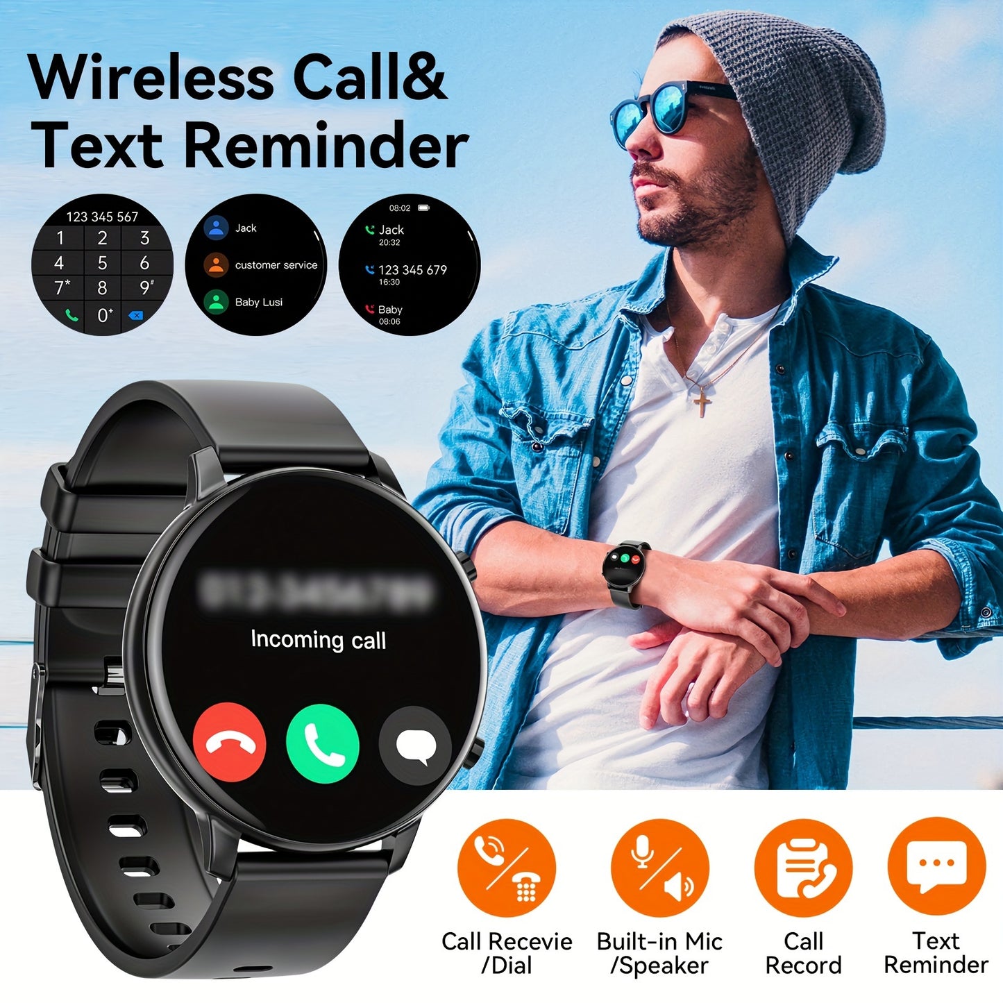 Women's Smartwatch, 3.53cm Wireless Call Smartwatch Gift With Voice Assistant, Remote Camera, 100+sports Modes Compatible With Multiple Mobile Systems